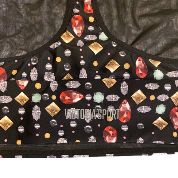 ‘Victoria Sport’  Black & Multicolor Jewel Print Sports-bra/ Size Large/ NWOT! - Picture 3 of 6